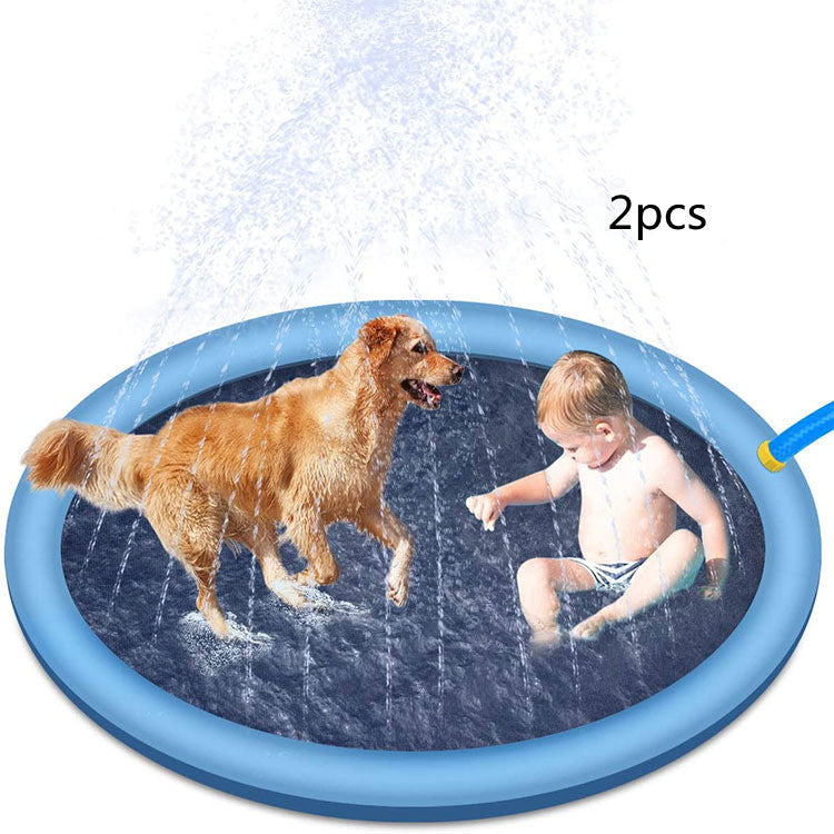 Luxury Pet Water Spray Splash Pad for Kids & Pets🐾 Pet Dog Pool Summer Outdoor Water Toys Gifting By Julia M Blue170cm2pcs