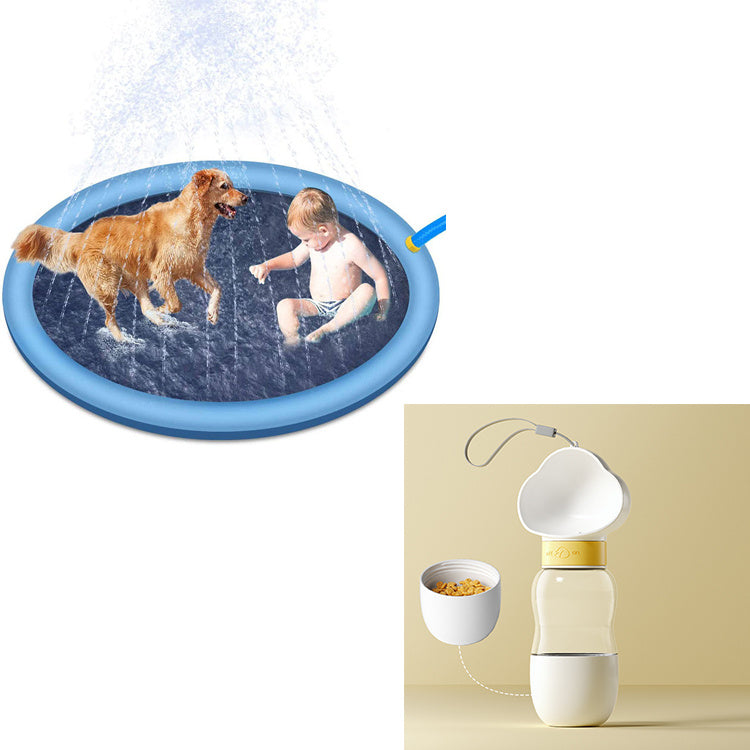 Luxury Pet Water Spray Splash Pad for Kids & Pets🐾 Pet Dog Pool Summer Outdoor Water Toys Gifting By Julia M Blue170cm set
