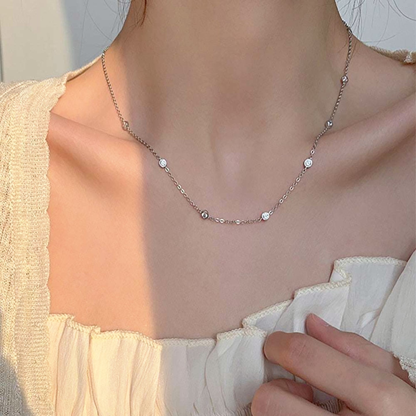 4mm Round Bubble Moissanite Diamond Necklace Necklaces gifting by julia m