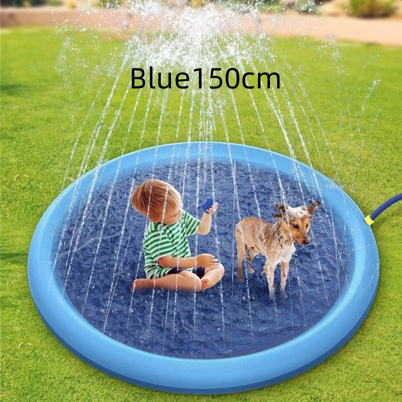 Luxury Pet Water Spray Splash Pad for Kids & Pets🐾 Pet Dog Pool Summer Outdoor Water Toys Gifting By Julia M Blue150cm