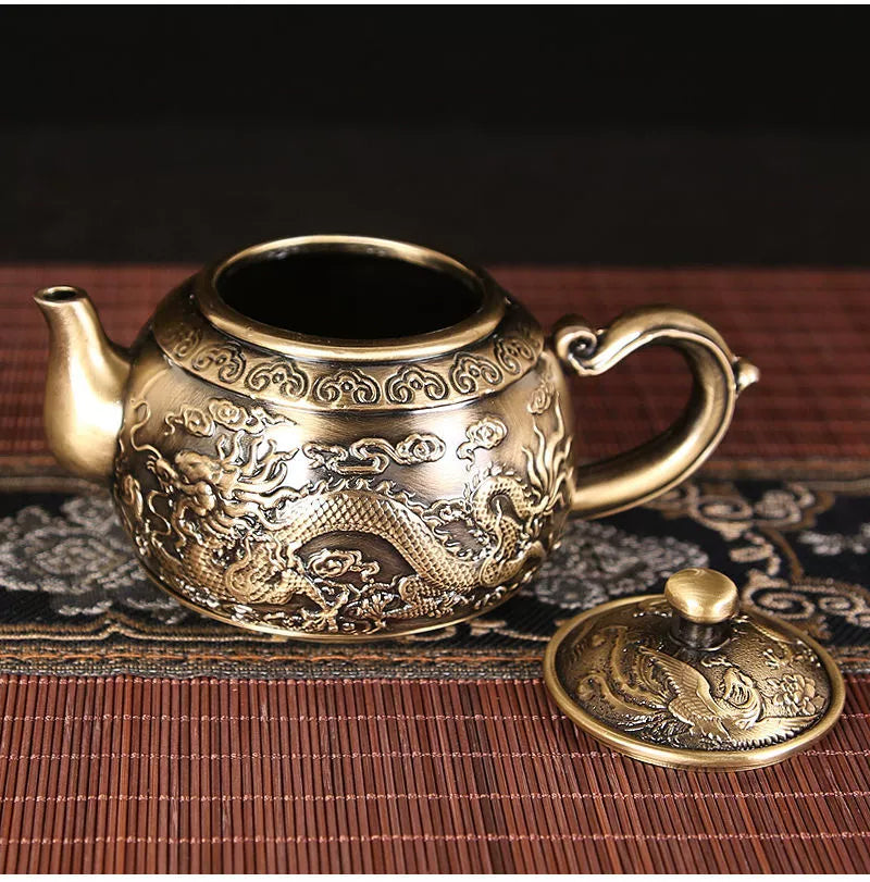 Vintage Bronze Kung Fu Tea Set with Gift Box Tray Coffee & tea sets gifting by julia m