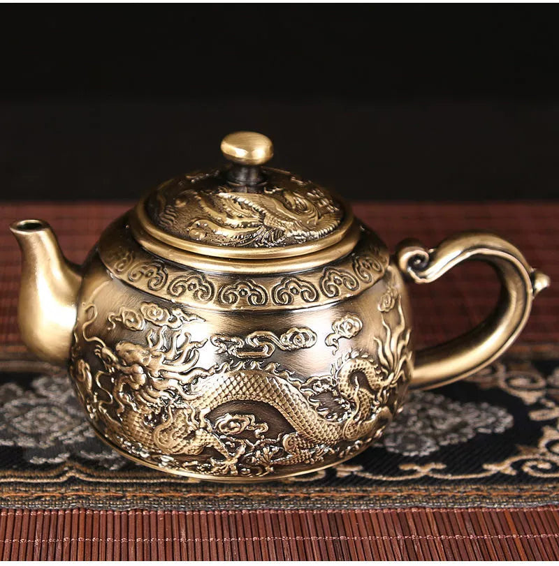 Vintage Bronze Kung Fu Tea Set with Gift Box Tray Coffee & tea sets gifting by julia m