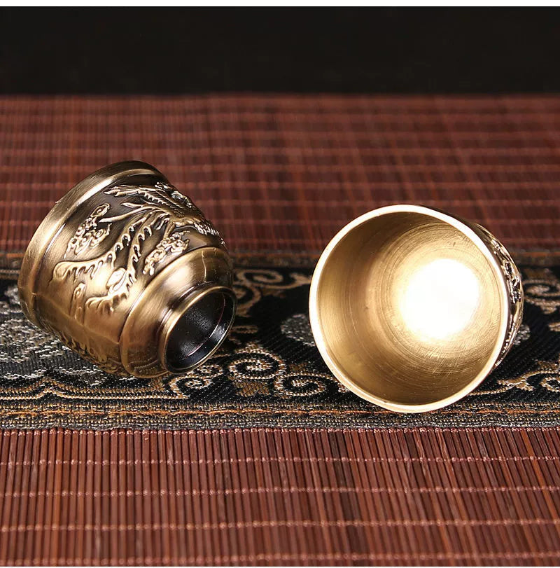 Vintage Bronze Kung Fu Tea Set with Gift Box Tray Coffee & tea sets gifting by julia m