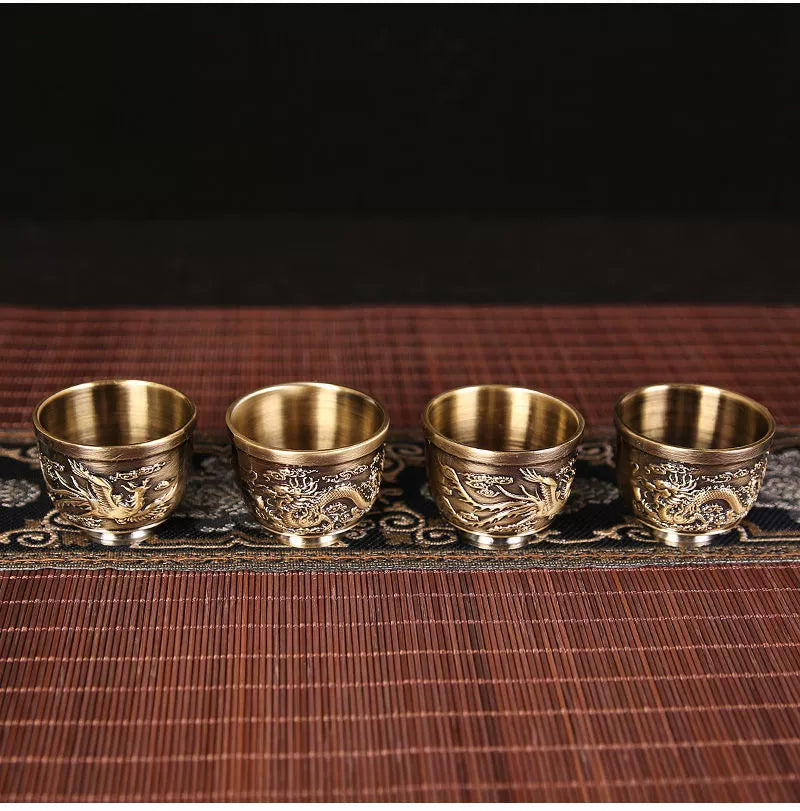 Vintage Bronze Kung Fu Tea Set with Gift Box Tray Coffee & tea sets gifting by julia m