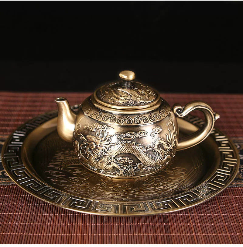 Vintage Bronze Kung Fu Tea Set with Gift Box Tray Coffee & tea sets gifting by julia m