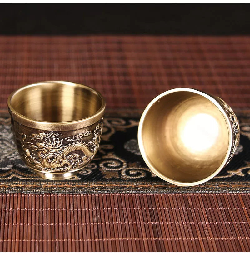 Vintage Bronze Kung Fu Tea Set with Gift Box Tray Coffee & tea sets gifting by julia m