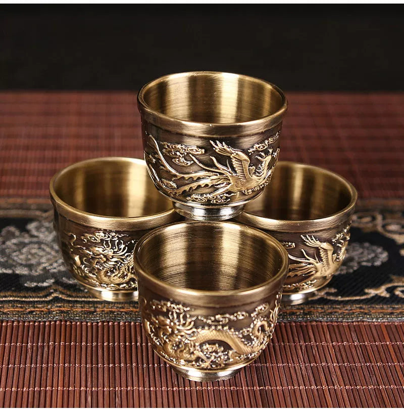 Vintage Bronze Kung Fu Tea Set with Gift Box Tray Coffee & tea sets gifting by julia m