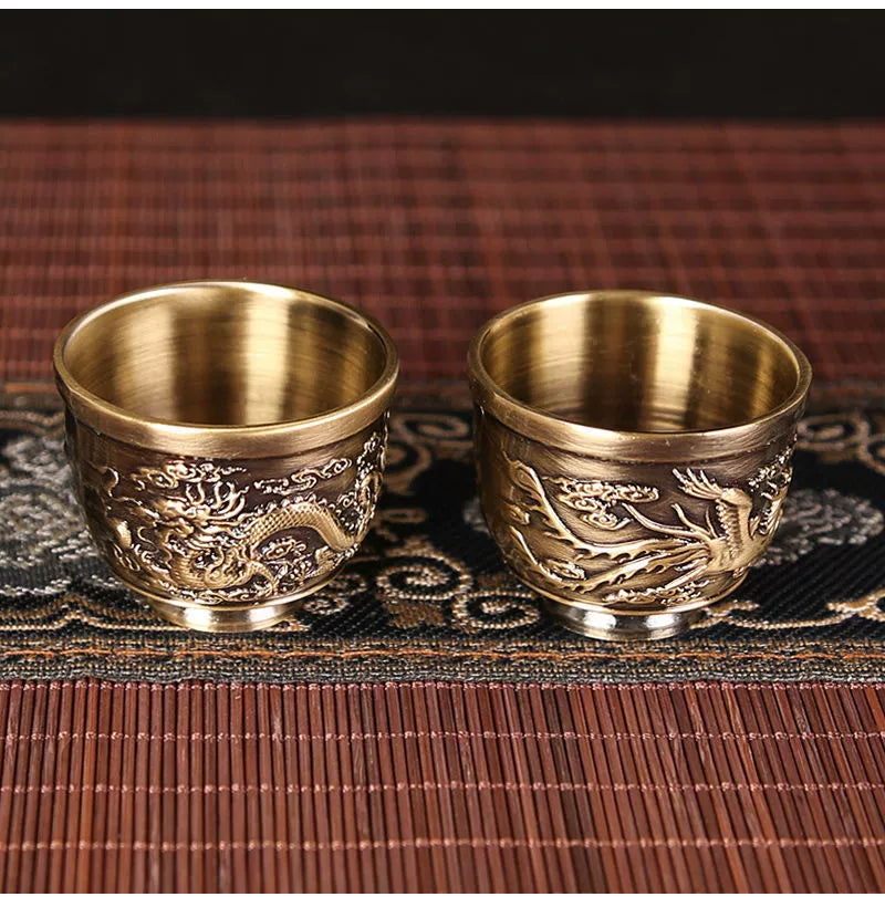 Vintage Bronze Kung Fu Tea Set with Gift Box Tray Coffee & tea sets gifting by julia m