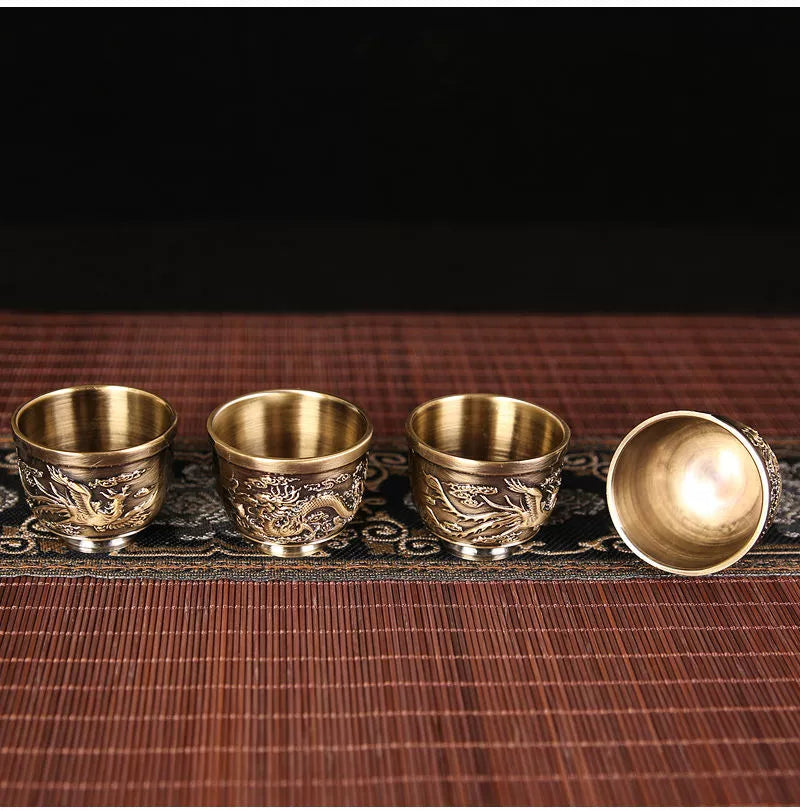 Vintage Bronze Kung Fu Tea Set with Gift Box Tray Coffee & tea sets gifting by julia m