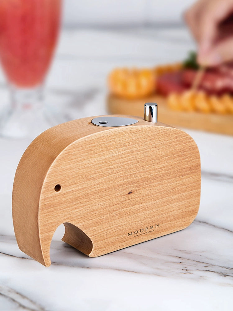 Walnut Elephant Toothpick Box - Modern Light Luxury Decor Solid Wood Elephant Toothpick Box gifting by julia m