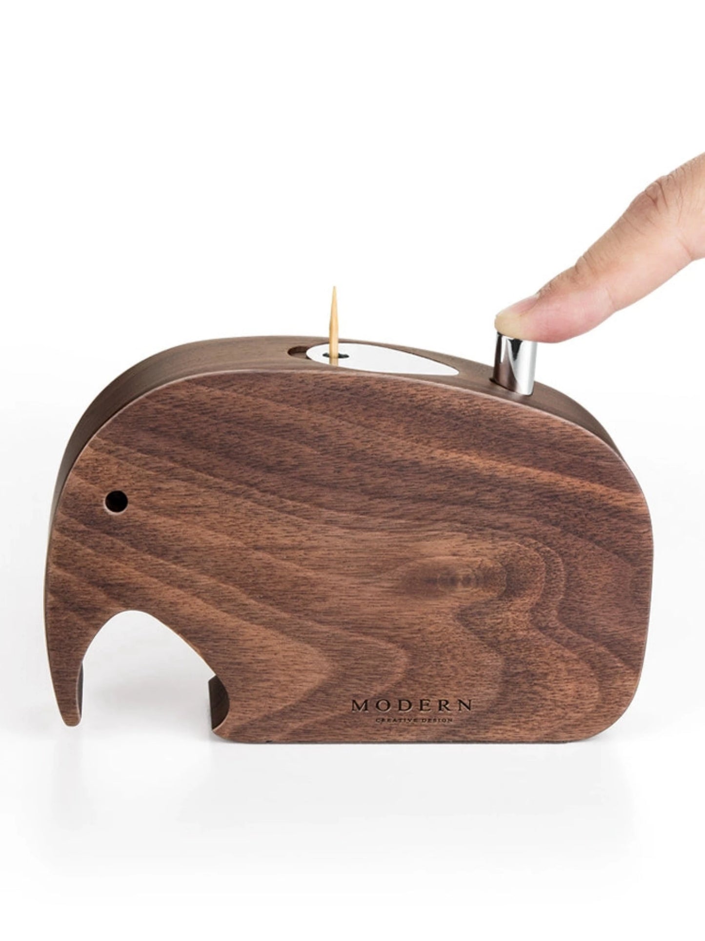 Walnut Elephant Toothpick Box - Modern Light Luxury Decor Solid Wood Elephant Toothpick Box gifting by julia m
