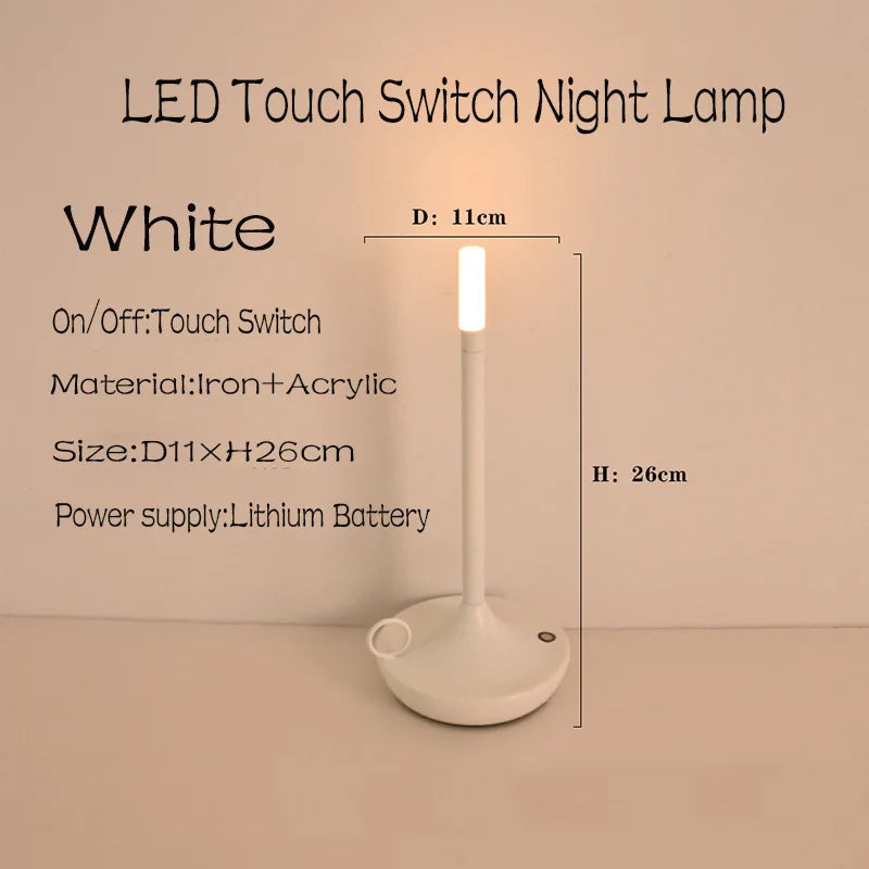 Table lamp for bedroom Rechargeable Wireless touch lamp Camping candle Creative lamp rechargeable USB-C desk lamp gifting by julia m white