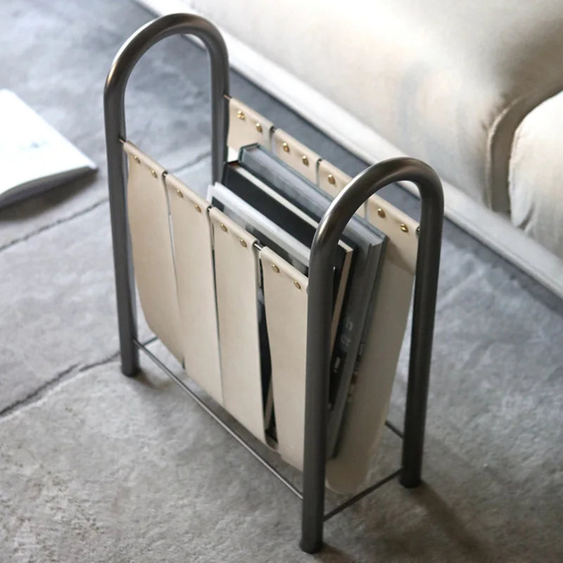Modern Luxury Metal Leather Magazine Rack Bookshelf Home Decoration Ornaments Bookshelf Model Division Housewarming Gift Gifting By Julia M