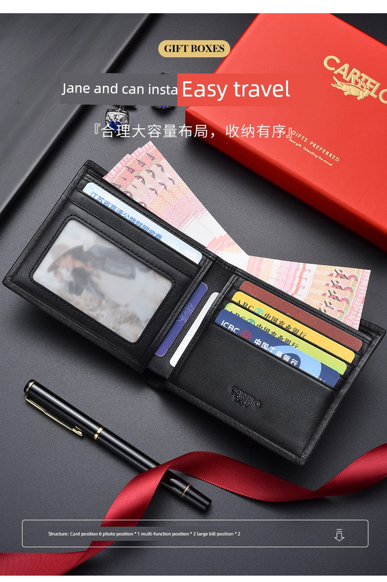 Men Genuine Leather Gift Wallet for Husband Valentine's Day gifting by julia m