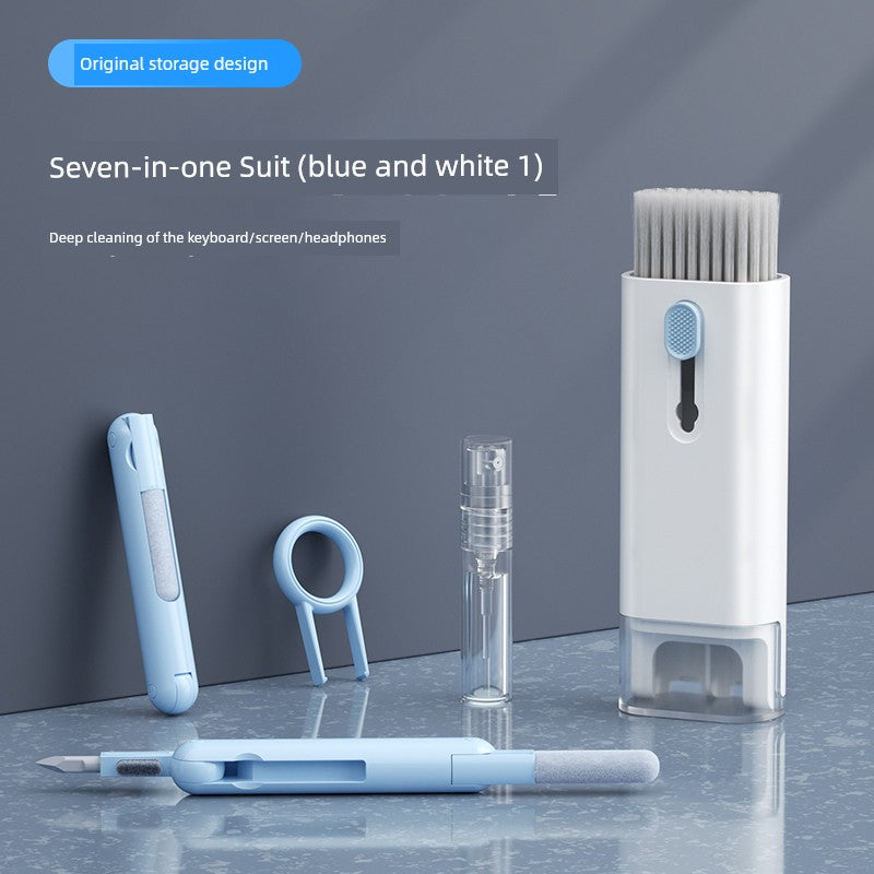 Computer Soft Brush Gap Headset Cleaning Pen Keyboard Gifting By Julia M 七合一套装【蓝白】送清洁布-键盘/手机/耳机/屏幕深度清洁