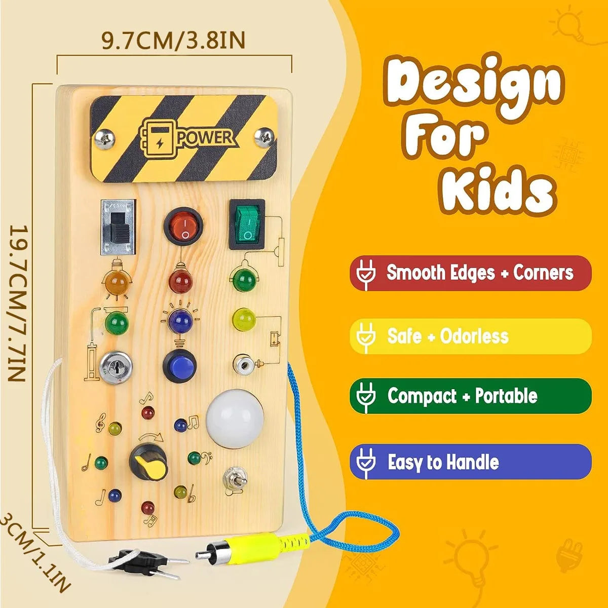 Montessori Busy Board with LED Light Switch for 2-4 Years Old Montessori Busy Board Sensory Toys Gifting By Julia M