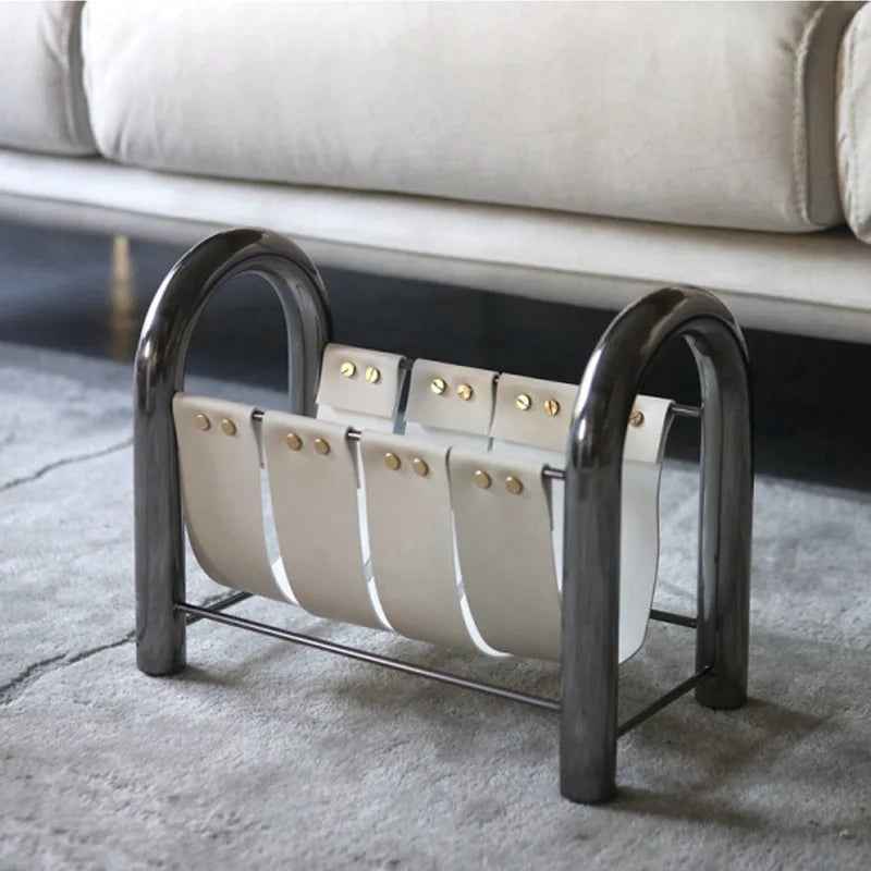 Modern Luxury Metal Leather Magazine Rack Bookshelf Home Decoration Ornaments Bookshelf Model Division Housewarming Gift Gifting By Julia M White -S CHINA