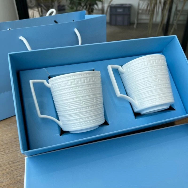 Elegant Bone China Mug Set with Gift Box - Noble Live Relief Series mug tumbler set gifting by julia m 2 mug gift box 301-400ml