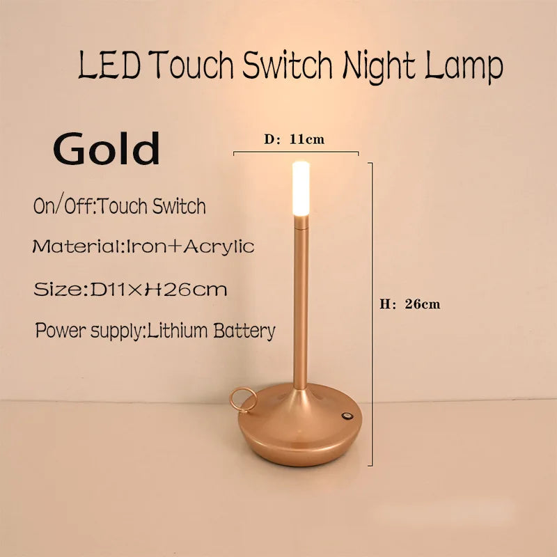 Table lamp for bedroom Rechargeable Wireless touch lamp Camping candle Creative lamp rechargeable USB-C desk lamp gifting by julia m gold