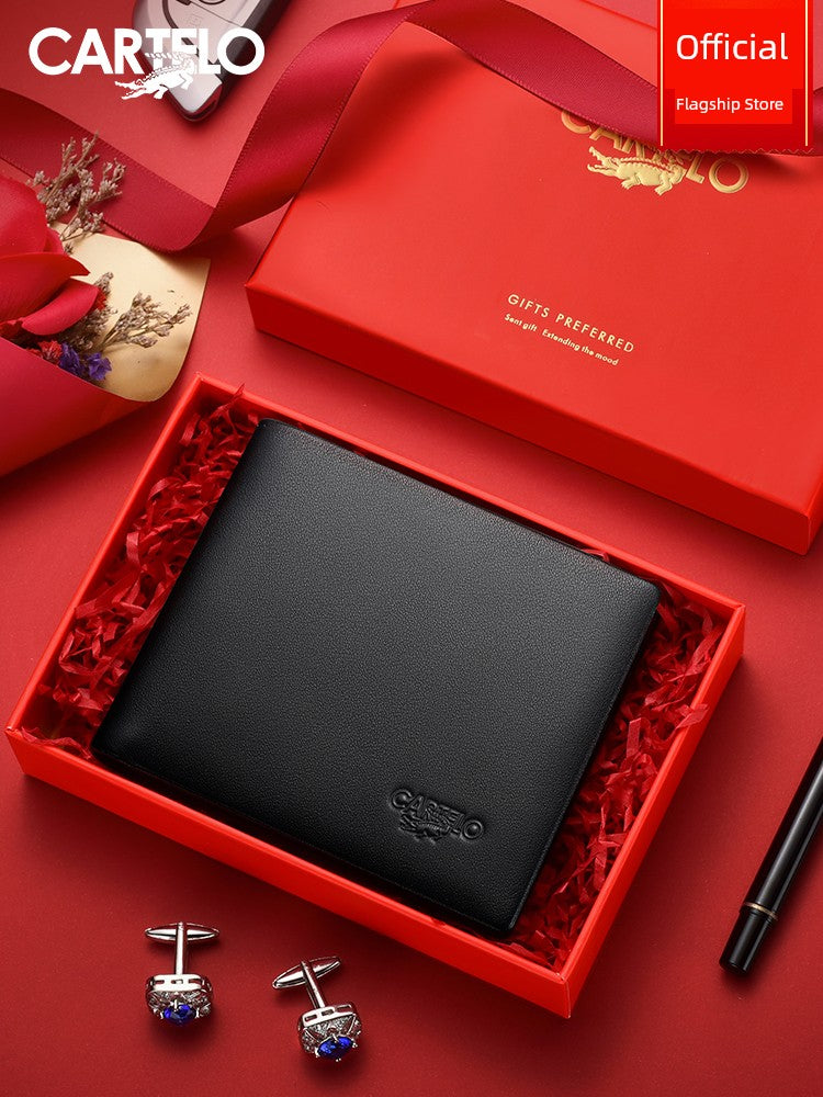 Men Genuine Leather Gift Wallet for Husband Valentine's Day gifting by julia m