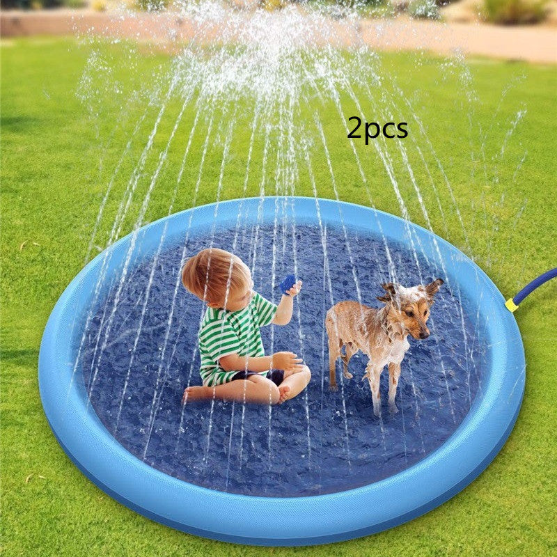 Luxury Pet Water Spray Splash Pad for Kids & Pets🐾 Pet Dog Pool Summer Outdoor Water Toys Gifting By Julia M Blue150cm2pcs