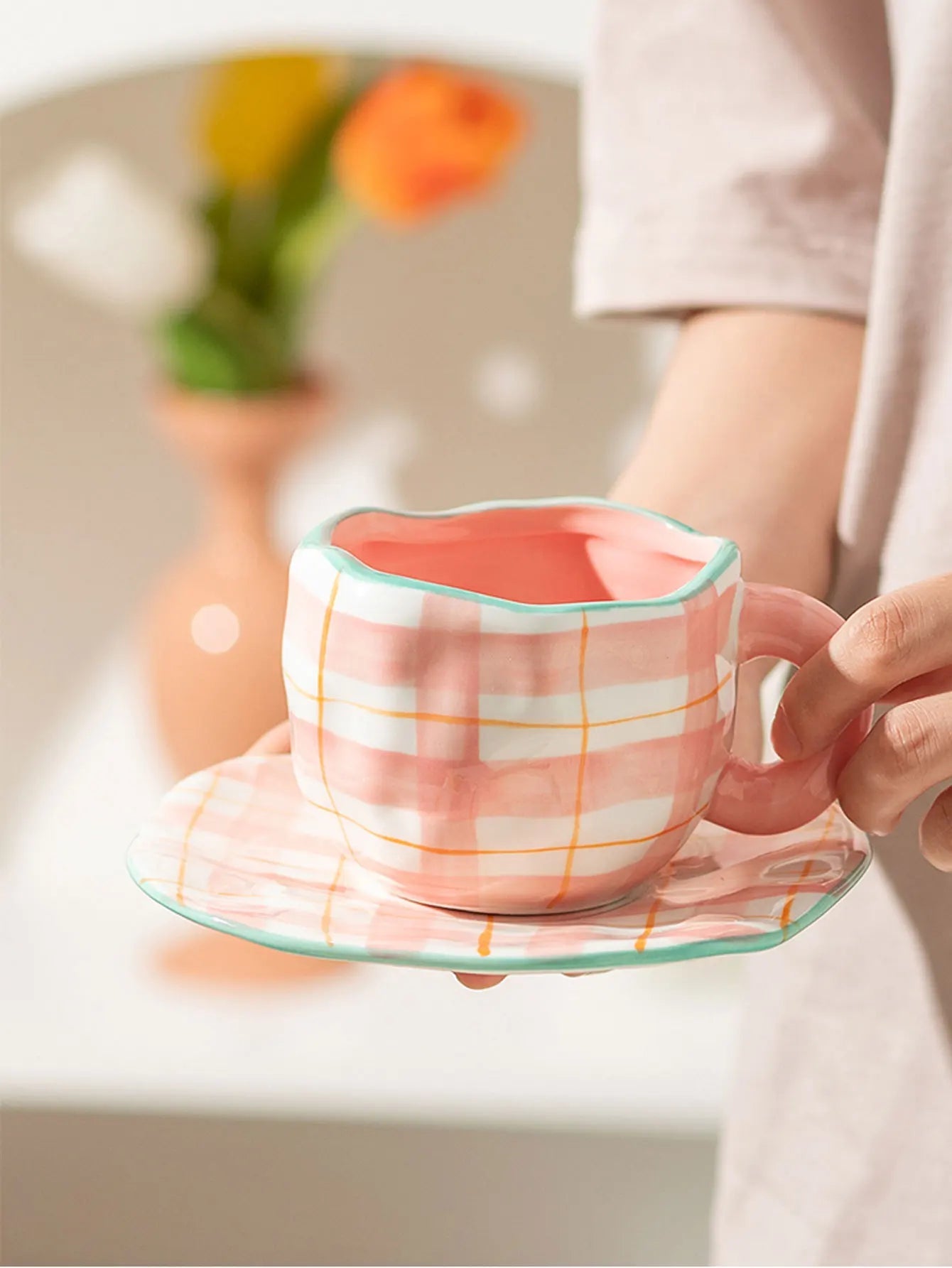 Hand-Painted Flower Ceramic Coffee Cup Set ๐ธ hand painted coffee cup gifting by julia m B 201-300ml