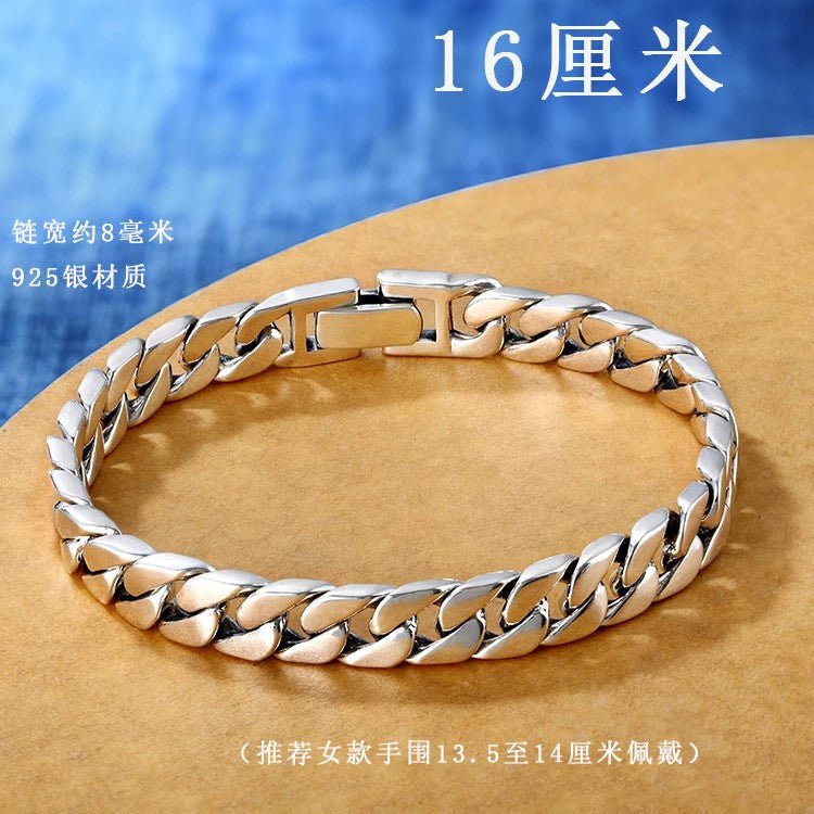 Lantern Ring Cuban Sterling Silver Fashionmonger Personalized Men's Bracelet Gifting By Julia M 8mm buckle 16cm weighs about 25 grams (suitable for women)