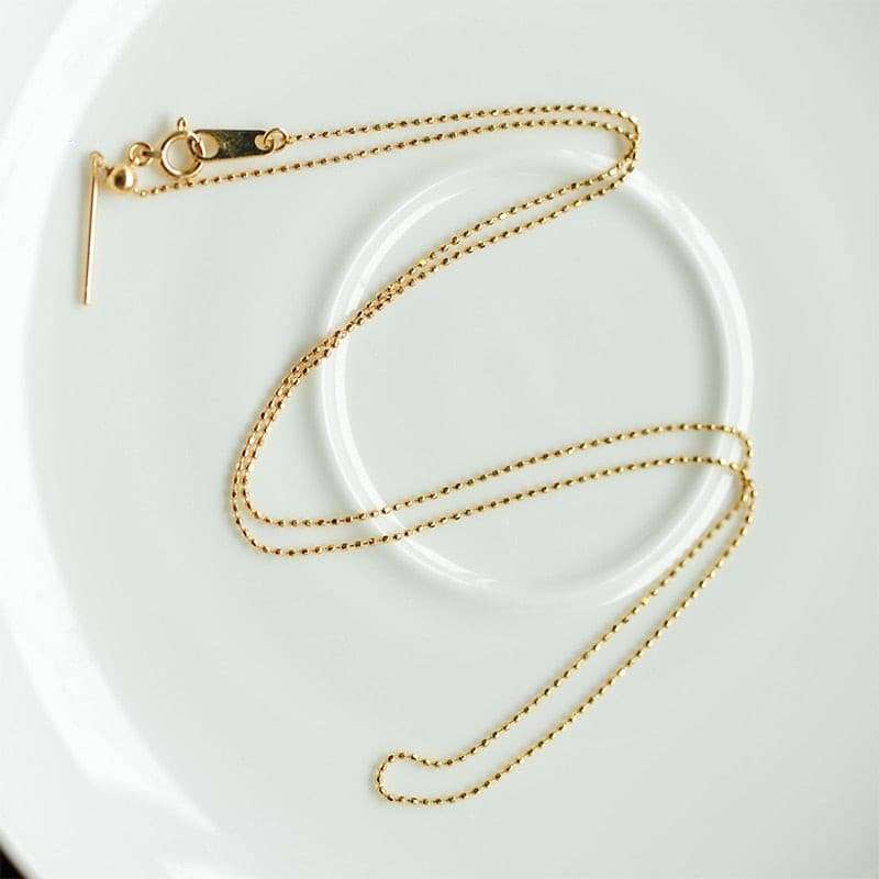 18K Gold Shimmering Needle Beads Chain Necklace Necklaces gifting by julia m