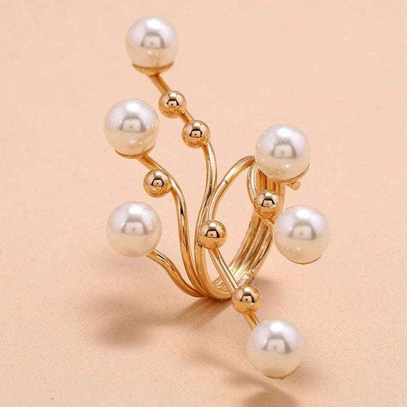 1PC Exaggeration Double Layer Large Pearl Rings Rings Gifting By Julia M