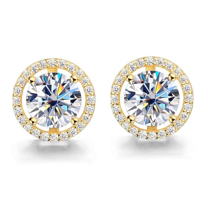 2 Carat Real Moissanite Stud Earrings Earrings gifting by julia m Gold 1ct (0.5ct each)