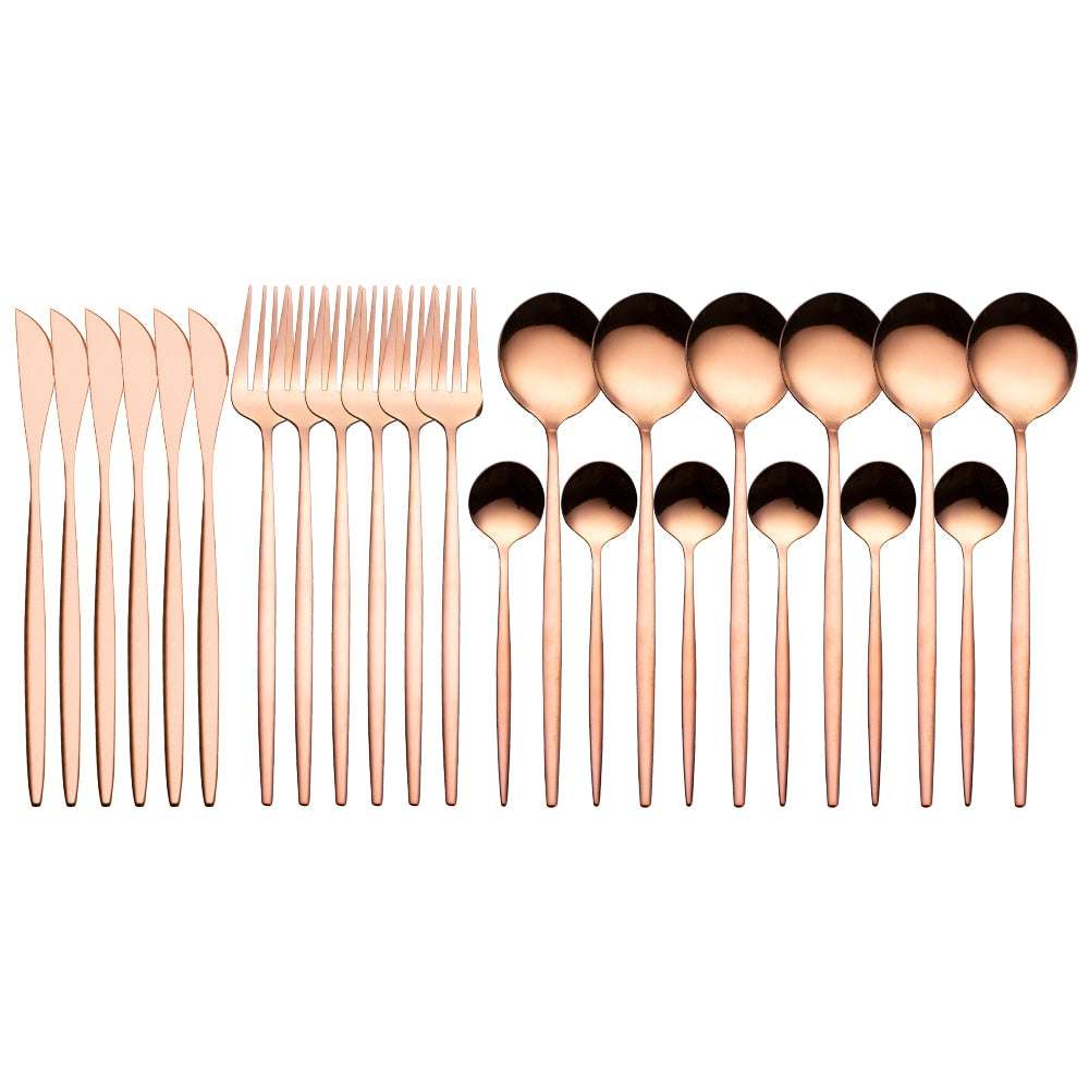 24pcs Gold Dinnerware Set Stainless Steel Dinnerware Sets Gifting By Julia M Rose gold China