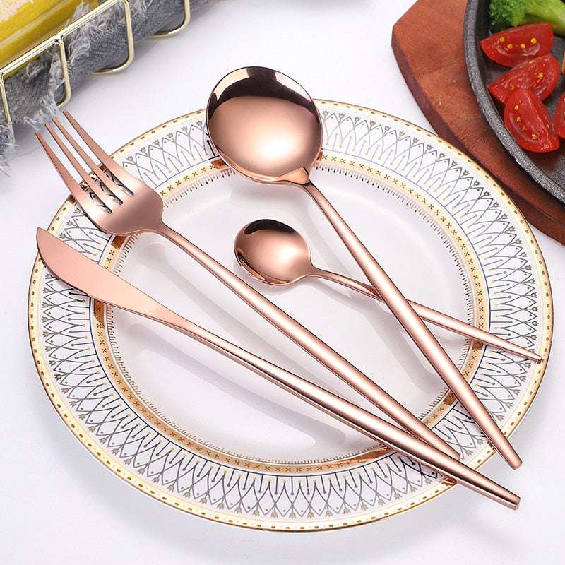 24pcs Gold Dinnerware Set Stainless Steel Dinnerware Sets Gifting By Julia M
