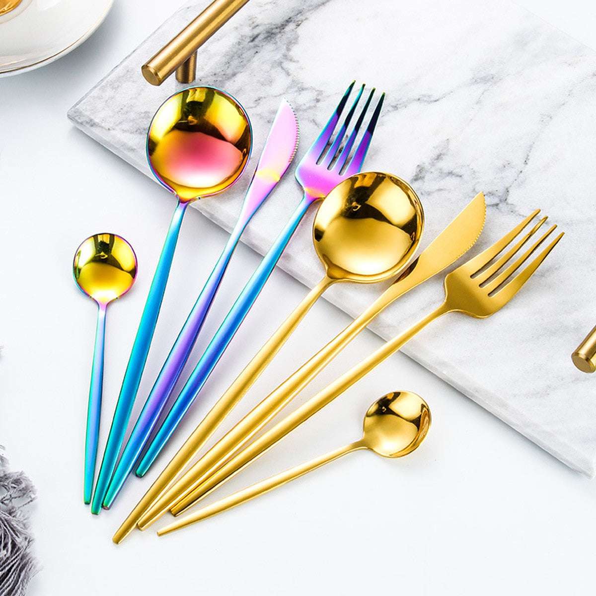 24pcs Gold Dinnerware Set Stainless Steel Dinnerware Sets Gifting By Julia M