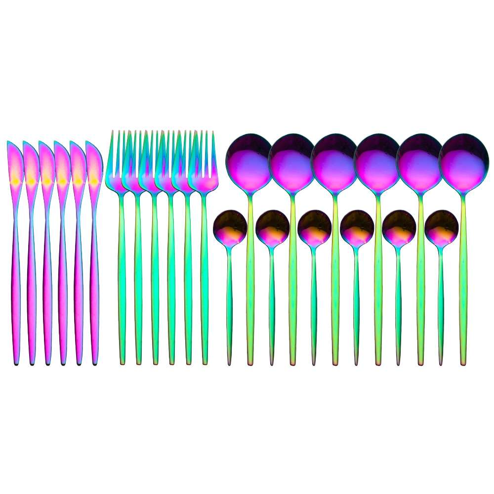 24pcs Gold Dinnerware Set Stainless Steel Dinnerware Sets Gifting By Julia M Rainbow China