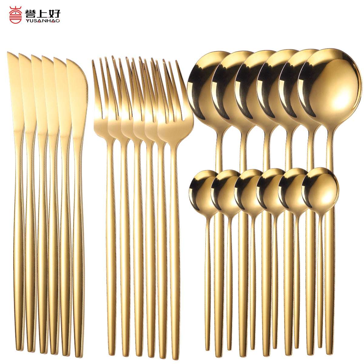 24pcs Gold Dinnerware Set Stainless Steel Dinnerware Sets Gifting By Julia M