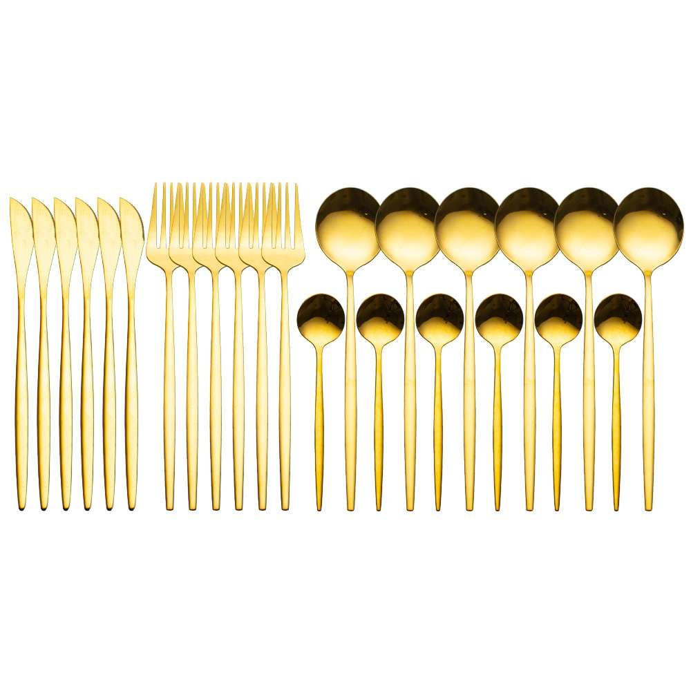 24pcs Gold Dinnerware Set Stainless Steel Dinnerware Sets Gifting By Julia M gold China