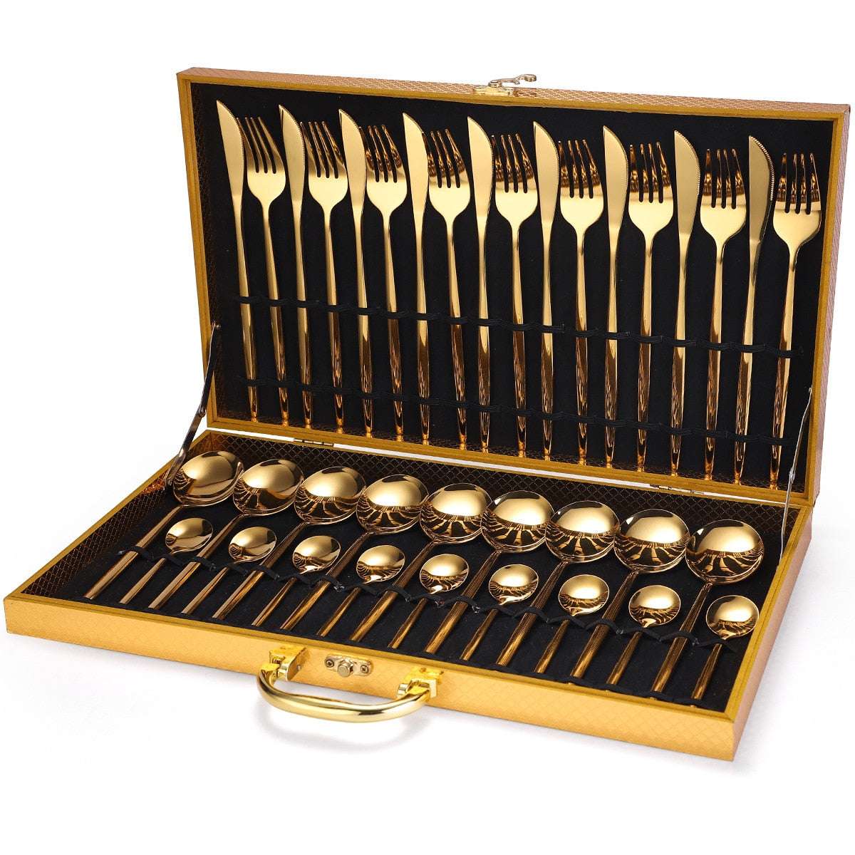 24pcs Gold Dinnerware Set Stainless Steel Dinnerware Sets Gifting By Julia M