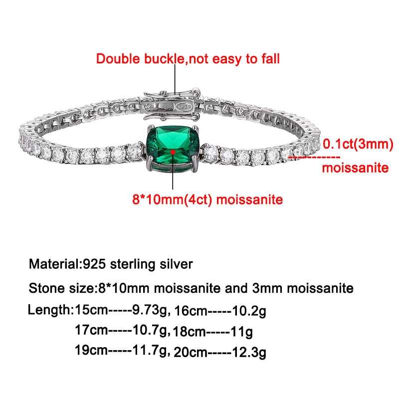 4ct Real Moissanite Tennis Bracelet on Emerald Cut Stone Bracelets gifting by julia m