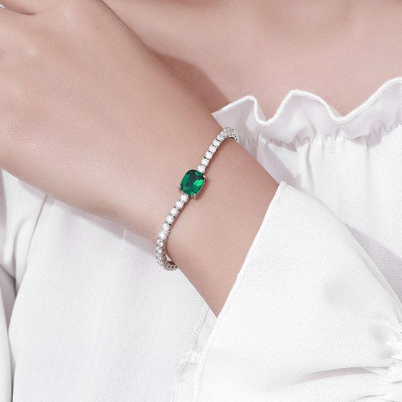4ct Real Moissanite Tennis Bracelet on Emerald Cut Stone Bracelets gifting by julia m Emerald 15cm