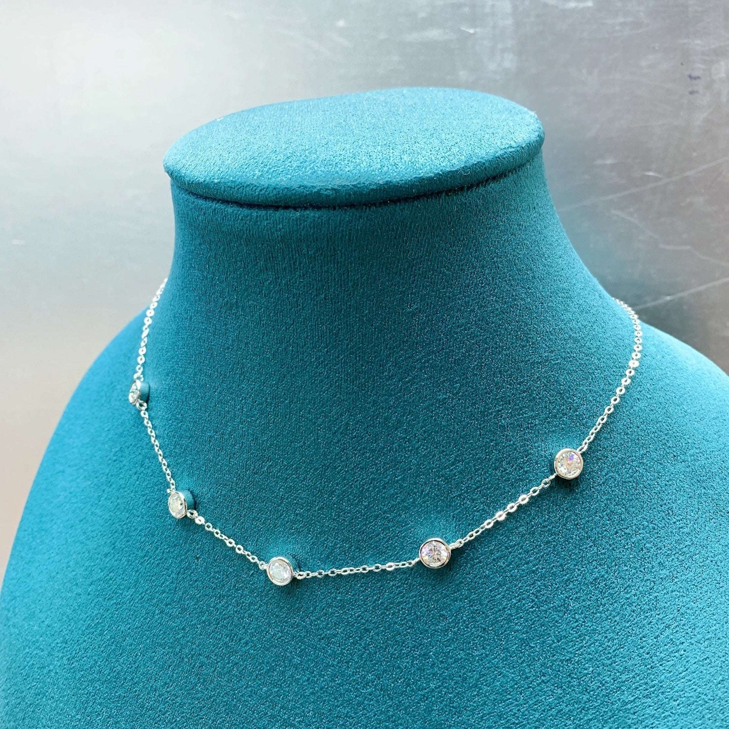 4mm Round Bubble Moissanite Diamond Necklace Necklaces gifting by julia m 5mm x 5pcs stone