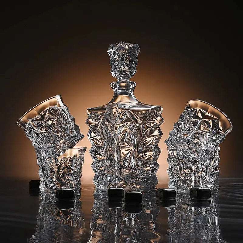 7PC Elegant Glass Wine Decanter Set whiskey glass sets Gifting By Julia M