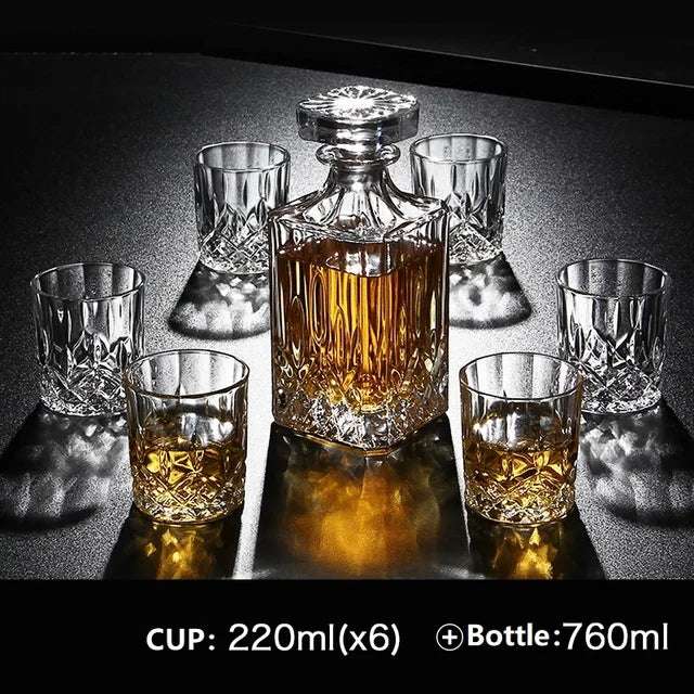7PC Elegant Glass Wine Decanter Set whiskey glass sets Gifting By Julia M B bottle an 6cup