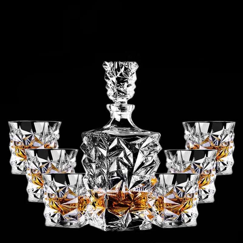 7PC Elegant Glass Wine Decanter Set whiskey glass sets Gifting By Julia M
