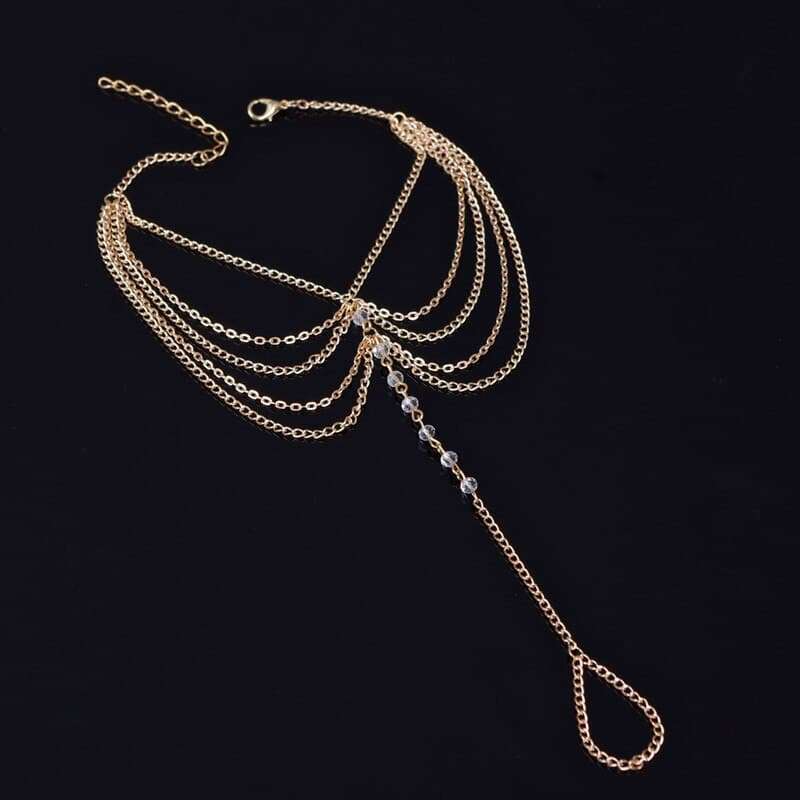 Ankle Charm Layer Bracelet Anklets Gifting By Julia M Gold Clear Crystal