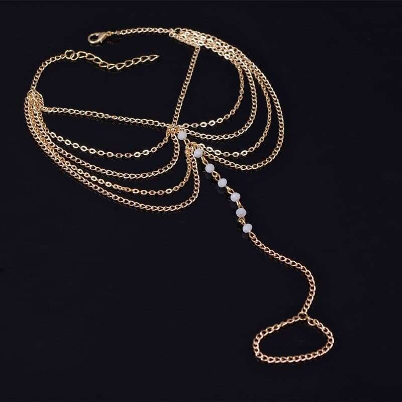 Ankle Charm Layer Bracelet Anklets Gifting By Julia M Gold White Crystal