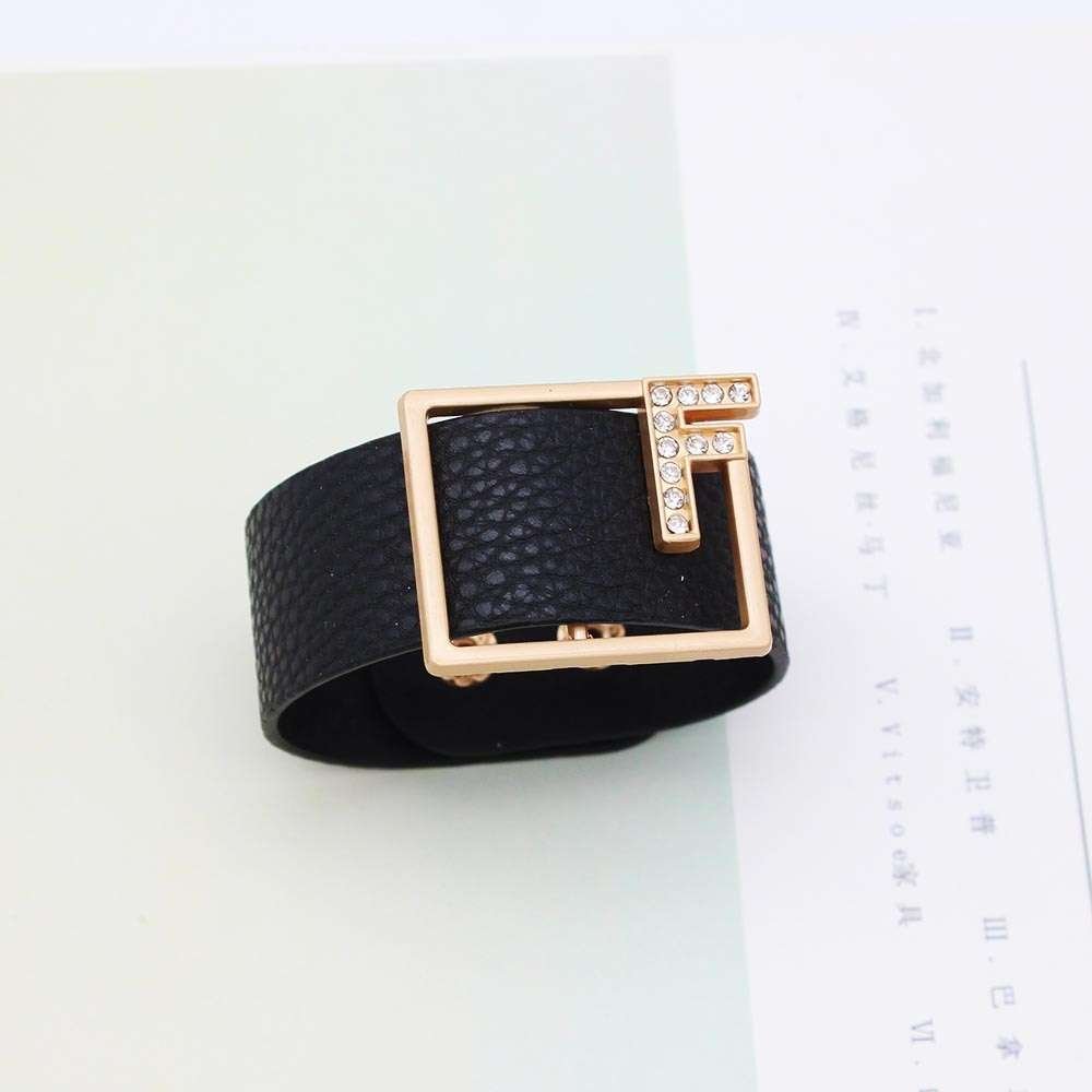 Black & Gold Crystal Leather Bracelet Bracelets gifting by julia m