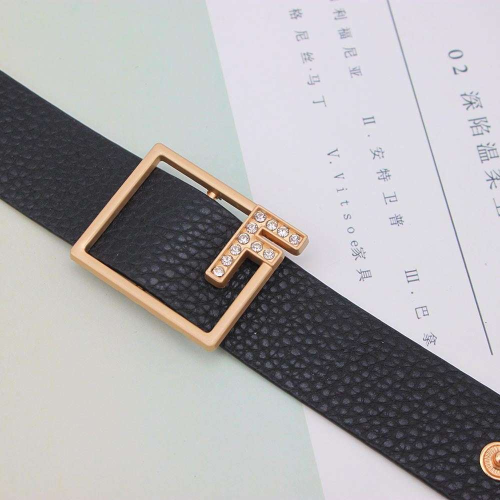 Black & Gold Crystal Leather Bracelet Bracelets gifting by julia m