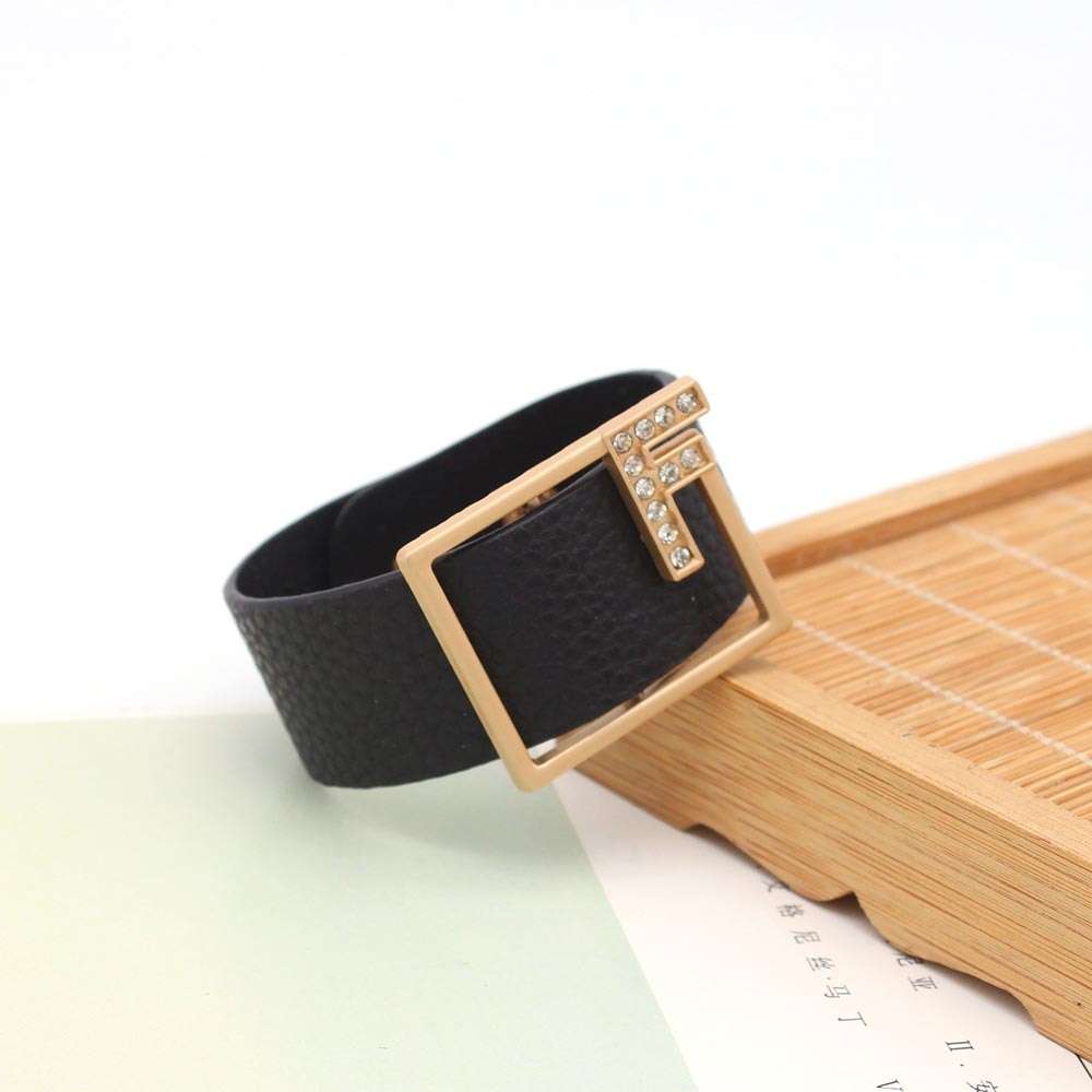 Black & Gold Crystal Leather Bracelet Bracelets gifting by julia m