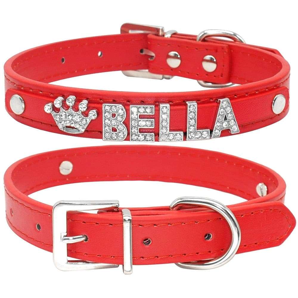 Bling Rhinestone Pet Collars Pet collars & harnesses Gifting By Julia M Red XS