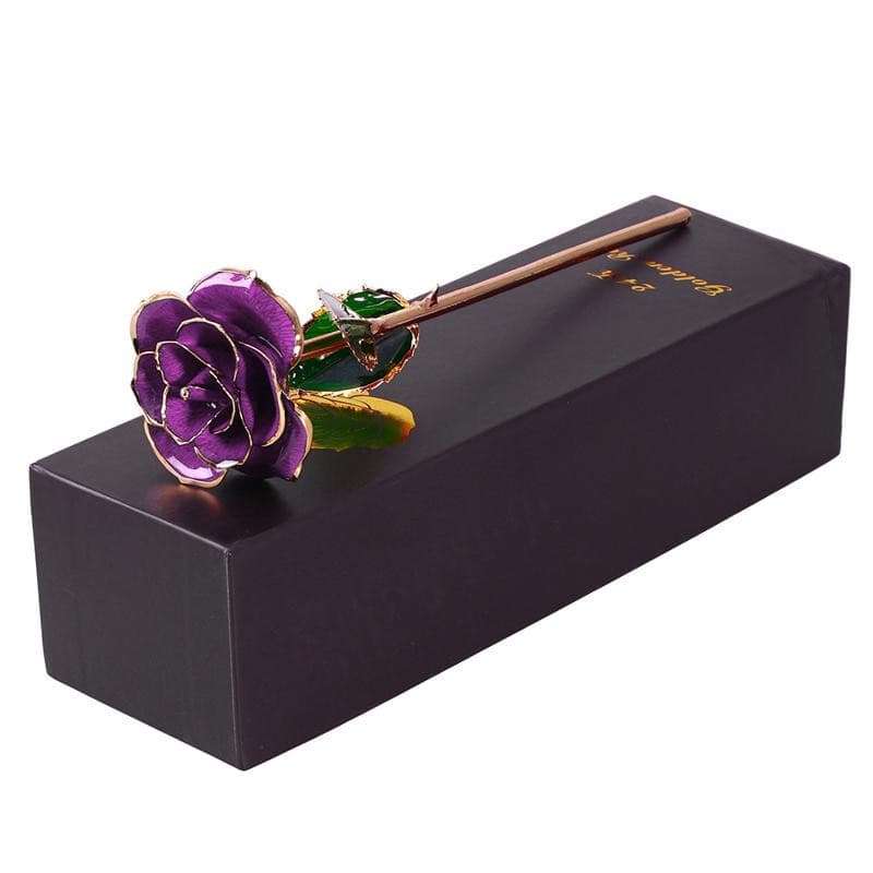 Blooming Lacquered 24K Gold Roses Plated Real Rose Artificial flora gifting by julia m Purple
